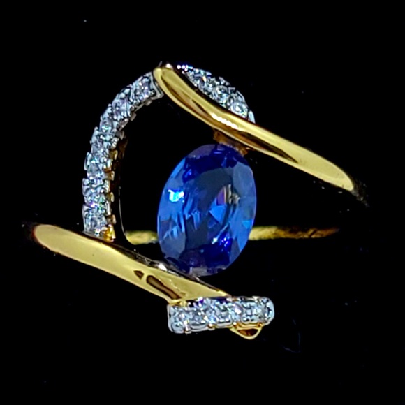 925 / 18kgp Gold with Sapphire - Picture 1 of 1